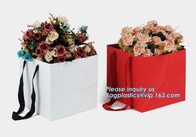 선물을 위한 꽃 캐리어 백, 운반 꽃을 위한 포장 봉지, 리본으로 포장되기 위한 방수 하얀 크라프트 지 플라워 백