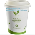 Pla 커피 요구르트 종이컵 동안 컬러 플라스틱 뚜껑, 커피를 위한 SGS 테스트 리포트 CPLA 규제가 바게아세 팩을 잔 모양으로 만드는 일회용 90 밀리미터