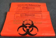 생물학적 위험 큰 플라스틱 의료 폐기물 봉투, 의료 의료 폐기물 봉투를 위한 압력솥 생물학적 위험 봉투 플라스틱, 생물학적 위험