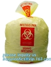 버릴 수 있는 병원 빨간색 / 노란 폴리에틸렌 생물학적 위험 전염성 압력솥 봉투, 늘어진 선 생물학적 위험 쓰레기 / 쓰레기 비