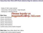 큰 크기 상등품 생물학적 위험 PE 일회용 폐기물 봉투 두꺼운 플라스틱 석면 봉투, 거대한 플라스틱 산업적 쓰레기 Pa