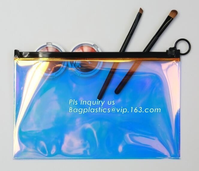 자필 반짝임 소형 지갑 투명한 명확한 PVC 화장용 슬라이더 부대, 슬라이더 지퍼 PVC 부대 공간 비닐 화장품 부대