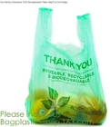 Eco 우호적 퇴비성 개똥 봉투 쇼핑 가방 슈퍼마켓 쇼핑 가방 티셔츠 가방 분해가능한 가방 쓰레기 가방