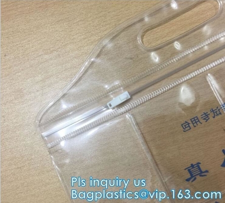 피부 미용 세트를 위한 PVC 에바 비닐 슬라이더 위 지퍼 백, 여름 동안 홀로그래프 레이저 PVC 슬라이더 지퍼 핸드 백, 바닥