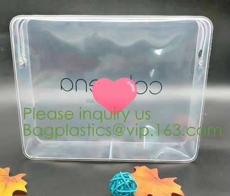 나일론 지퍼 pvc 봉투 프로모셔널은 비직조 지퍼로 로고 인쇄 투명한 PVC 플라스틱 명백한 화장용 봉투를 특별주문합니다