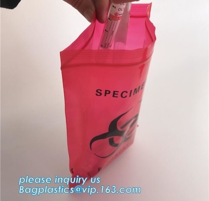 생물학적 위험 지프 잠금 장치 의료 시료 가방, 연구소를 위한 ＬＤＰＥ 생물학적 위험 견본 집록크 가방, 실험실 가방 /Specimen 가방 / zi