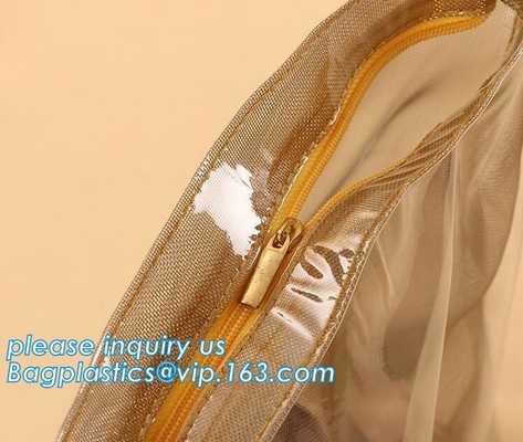 맞춘 투명한 파란불 Pvc 화장품 팁, 인쇄된 비닐 여행 화장품 가방 지퍼 PVC 팁 가방, 집록크 팁과 함께 로