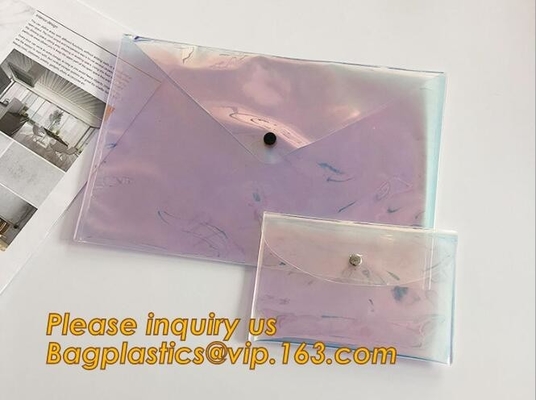 네온 버튼 가방, 버튼 envelope,A4 방수 PVC PP 문서 가방, 거치대를 위한 최상품 학교 용도 pvc 문서 가방