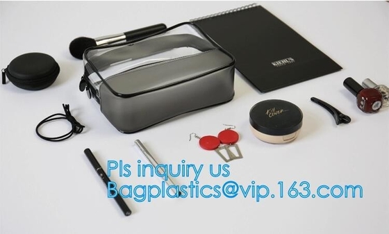 지퍼 투명성 플라스틱 pvc 메이크업, 세정 백 홀더 지퍼 팁 큰 핸드 백 PVC 메이크업 파란불 화장용이 가방을 여행합니다