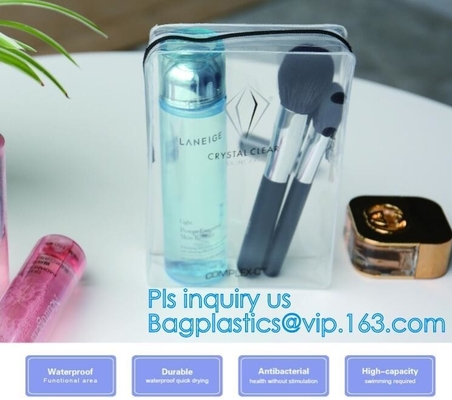 핸들, 지퍼를 위한 화장용 선물 가방 운반 여행 메이크업 가방과 Cosmetic/ Makeup/ 화장품 파란불 PVC 여행 세정 가방