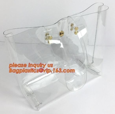 명백한 여성용 대형 손가방 핸드백 PVC 여인 어깨 패션 투명한 비치 백, PVC 여인 가방 운반 해변 핸드백, eco 지퍼