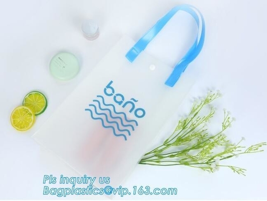 소성 손잡이 PV를 싸 스퀘어 하부 투명한 pvc 플라스틱 백, 프로모션 선물을 쇼핑하는 방수 재활용된 핸들