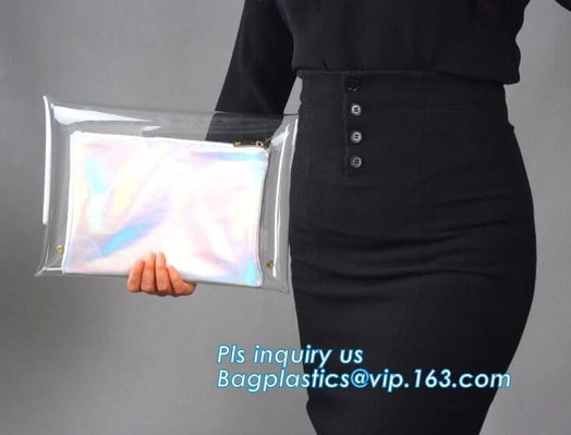 투명한 명백한 비닐 PVC 클러치백은 중국에서 했습니다, PVC 젤리가 위기 자금 여자 크로스 보디 소동 가방 체인 핸즈바를 깨끗이 합니다