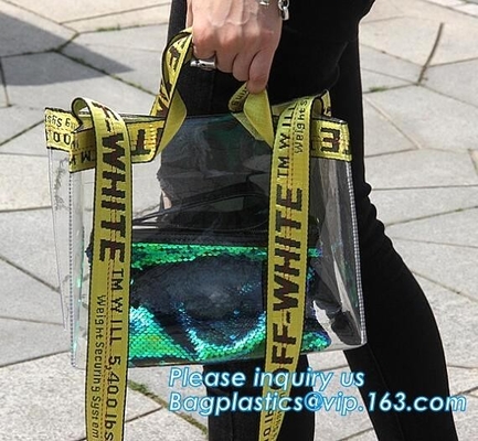 금속성 투명한 PVC 해변 핸드백 어깨에 메는 백은 여름 동안 도매합니다, 어깨에 메는 백이 여성용 대형 손가방 비어 있는, 팩, 정치 활동 위원회에서 설정했습니다