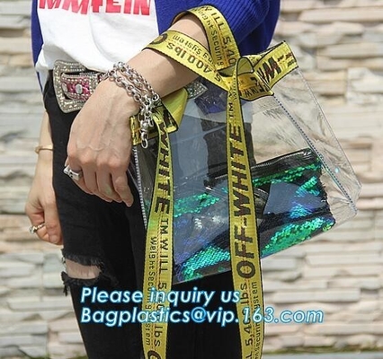 금속성 투명한 PVC 해변 핸드백 어깨에 메는 백은 여름 동안 도매합니다, 어깨에 메는 백이 여성용 대형 손가방 비어 있는, 팩, 정치 활동 위원회에서 설정했습니다