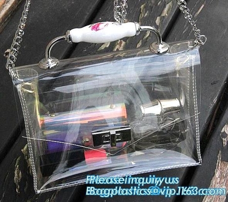 한 개의 연쇄형 가방 여자들 핸드백 pvc 교차 몸통 가방 어깨에 메는 백, 방수 투명한 해변 PVC 어깨 비