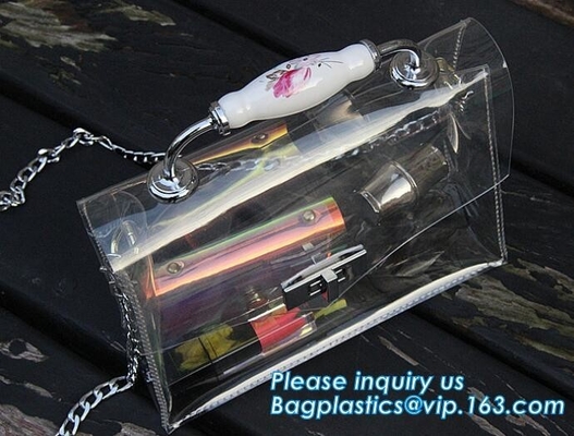 작은 가방, PVC 투명한 최신 유행 핸드백 어깨에 메는 백 크로스 보디 핸드백, pvc 항공사들, 항공사들 한과 pvc 핸드백