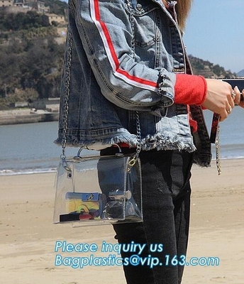 체인 가방 귀여운 소녀의 명백한 PVC 투명하 붕대 뜨내기 일꾼 핸드백, PVC 여성 핸드백, PVC 비치 백 핸드백 / 패션 여성 Ｈ