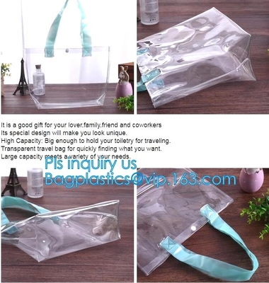 우아한 투명한 핸드백은 지퍼, 비닐 투명한 PVC 어깨에 메는 백을 가진 여성에 대해 운반 PVC 비치 백을 짊어집니다