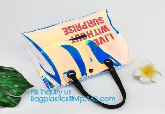 운반 pvc 경기장 영부인들 가방 핸드백, 양동이형 백 pvc 투명 백 우먼 핸드백, 레이저 쇼핑 비치 백 홀로그램