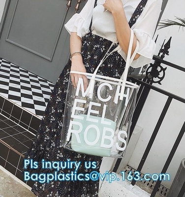 명백한 PVC / 비닐 어깨 여성용 대형 손가방, 야외 캐리 클리어 pvc 어깨에 메는 백, 패션 젤리 사탕 봉지 여성 pvc 명백한 슈라이이드