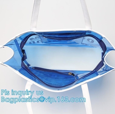 패션 여름 여자 핸드백 투명한 어깨에 메는 백 PVC 운반 비치 백, 승진 여름 명백한 PVC 비치 백, 토트