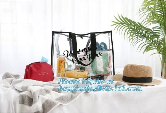 여름 분리할 수 있는 여자 투명한 PVC 핸드백 어깨에 메는 백, 핸들 솔더 스트랩 모래 비닐 운반 명백한 pvc 비치 백