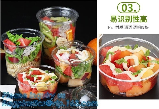 1000ML 샐러드 버릴 수 있는 플라스틱 푸드 용기 탕기 국수 그릇, 식품 등급 관습 투명한 일회용 플라스틱 Fa