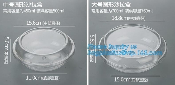 값이 싼 맞춘 식품 등급 명백한 애완 샐러드 그릇 버릴 수 있는 식품 플라스틱 Bowl,460ml 버릴 수 있는 애완 장터국수 샐러드 그릇
