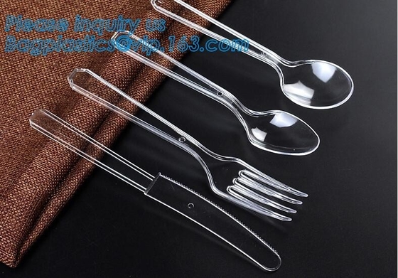 버릴 수 있는 접시류 셋-헤비웨이트 플라스틱 칼붙이 100 포크, 100개 스푼, 100 나이프, PP 버릴 수 있는 플라스틱이 칼붙이 추신