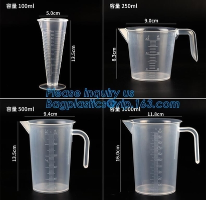 노동 용법 200 ml/400ml/900ml 단일 벽 물 졸업생 측정을 위한 1L 명백한 측정 잔 눈금 실린더 물주전자
