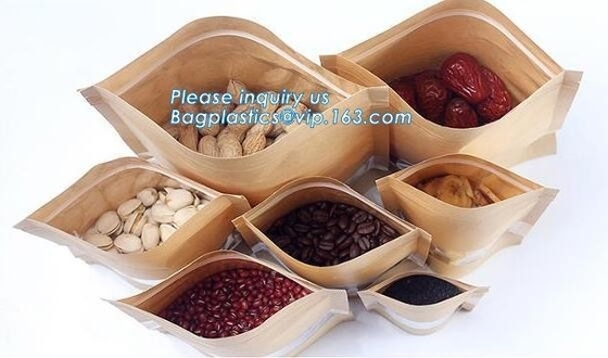 지퍼. 집록크, 맞춘 인쇄물 빵 백은 식품 포장, 오픈 탑 크라프트 지 라미네이트 포일 일직선 평평한 비에 대해 사용합니다