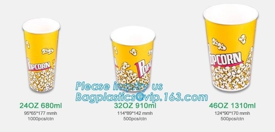팝콘 용지함, 팝콘은 잔 모양으로 만듭니다, 수두, 맞춘 BRANDING,24OZ, 32OZ,46OZ가 패키지, 크라프트 지 컵, LID, 정치활동 위원회를 꺼냅니다
