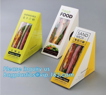 기간과 크라프트 지 샌드위치 박스, 패키징을 위한 트라이앵글 샌드위치 박스, 깨끗한 창 햄버거 샌드위크와 카드보드 박스