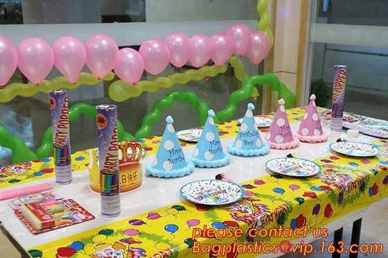 아이들 생일 축하 파티 식기류, 페스티벌 핑크색 테이블 커버 공급, 투명한 사각형 킷치를 위한 만화 테마 파티