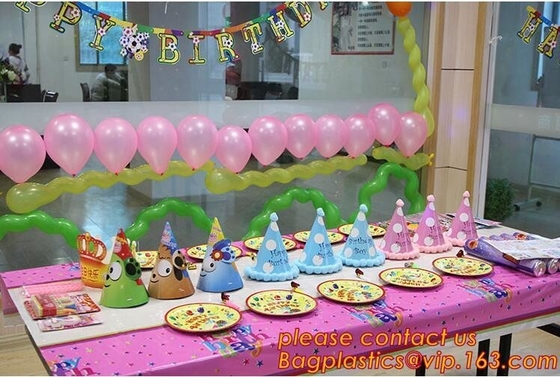 아이들 생일 축하 파티 식기류, 페스티벌 핑크색 테이블 커버 공급, 투명한 사각형 킷치를 위한 만화 테마 파티