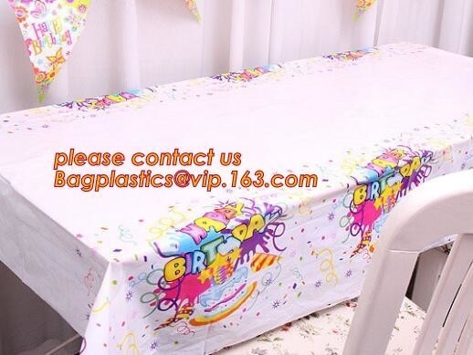 아이들 생일 축하 파티 식기류, 페스티벌 핑크색 테이블 커버 공급, 투명한 사각형 킷치를 위한 만화 테마 파티