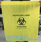 의학 처리 노랑색 생물학적 위험 의료 폐기물 봉투, 백플라스틱스, 백파를 위한 쿠스토미즈드 HDPE 티셔츠 플라스틱 쓰레기 봉투