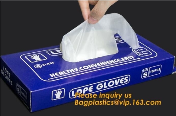 버릴 수 있는 플라스틱 폴리신 PE 장갑 세정은 음식, STERILE 둘 손가락 GLOVES IN 폴리에틸렌, 작은 포장 PE로 준비합니다