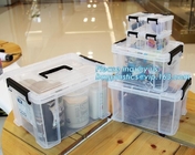 가정을 위한 환경 친화적 투명한 플라스틱 컨테이너 다목적 스토리지 박스, 하얀 Lid와 흑인들 래치와 클리어 박스