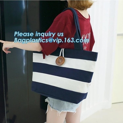 안쪽 작은 종류 마무리와 집러 잠금장치와 넓은 스트라이프 면 캔버스 옥스포드 캔버스 여성용 대형 손가방의 공장 가장 낮은 가격