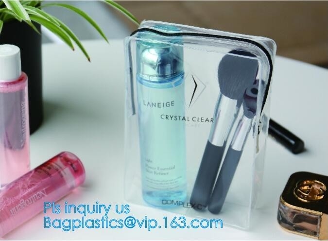 핸들, 지퍼를 위한 화장용 선물 가방 운반 여행 메이크업 가방과 Cosmetic/ Makeup/ 화장품 파란불 PVC 여행 세정 가방