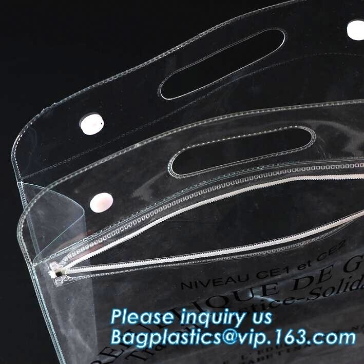 핸들, 환경 친화적 명백한 PVC 와인 빙낭 / pvc 와인 선물 빙낭과 비닐 Pvc 지퍼 과중한 업무 투명 플라스틱 봉투