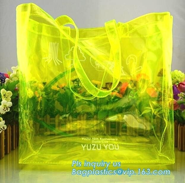 부드러운 고리 손잡이 빨간색 6p 무료 명백한 PVC 가방이 선물, 비닐 PVC 핸들 가방을 위한 PVC 비닐 포장백을 취급합니다