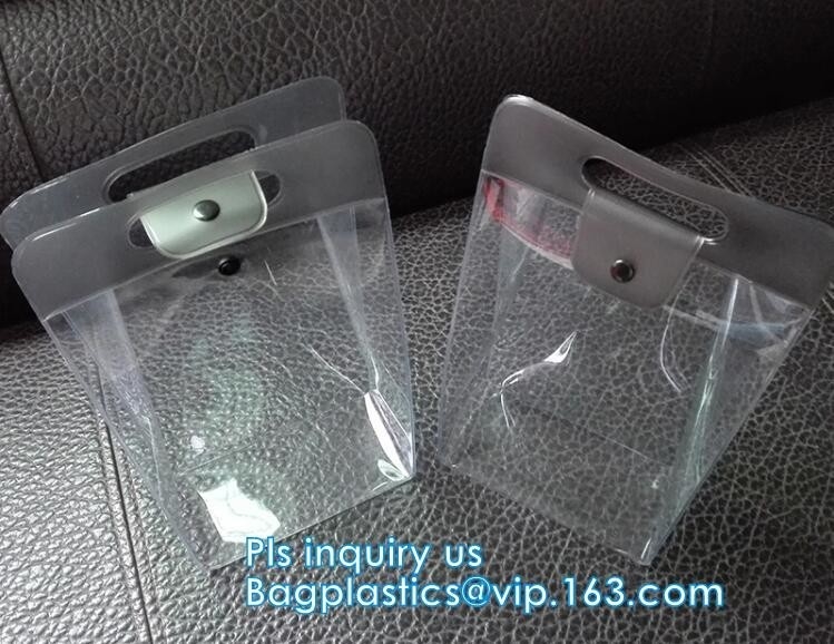 OEM 맞춘 PVC 고리 손잡이 이미지 인쇄된 플라스틱 쇼핑 가방, 재봉 비직조 핸들 pvc 명백한 패키징 테플론제 백, 스테이션에