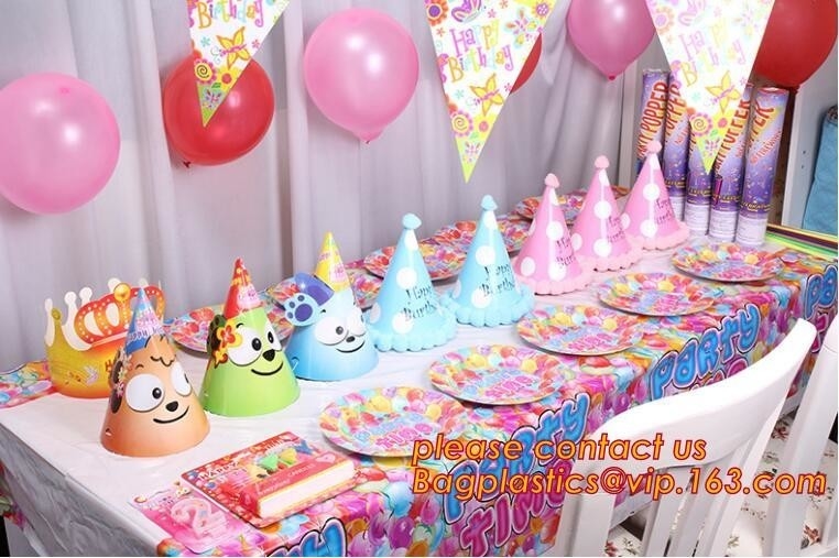 아이들 생일 축하 파티 식기류, 페스티벌 핑크색 테이블 커버 공급, 투명한 사각형 킷치를 위한 만화 테마 파티