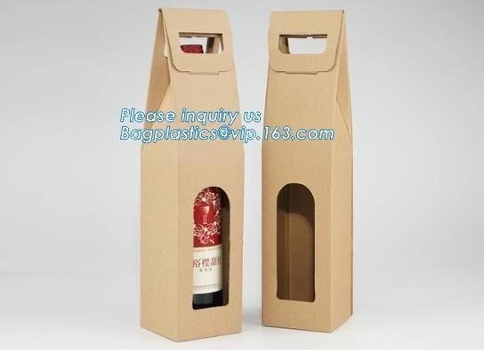 Bottle Bag Present Wine Bottle Gift Decorative Paper Bags with metal handle,Wine Packing Kraft Paper Bag with Twist Hand