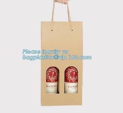 Bottle Bag Present Wine Bottle Gift Decorative Paper Bags with metal handle,Wine Packing Kraft Paper Bag with Twist Hand